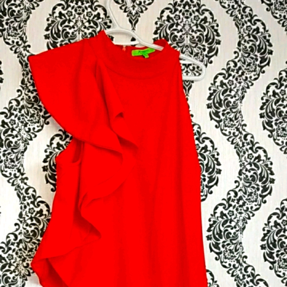 PLUS SIZE ORANGE RUFFLE DRESS